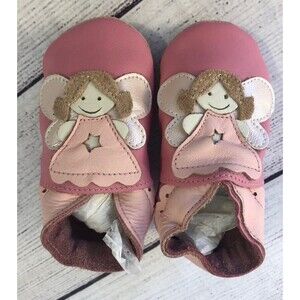 Bobux Pink Angel Crib Booties Leather Small 3-9M NEW